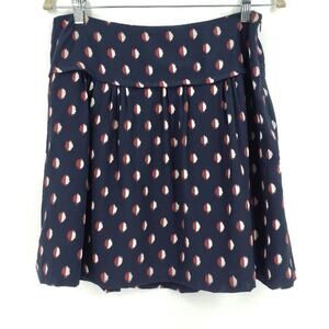 Madewell Silk Polka Dot Drop Waist Mini Skirt Navy Red White Size 8